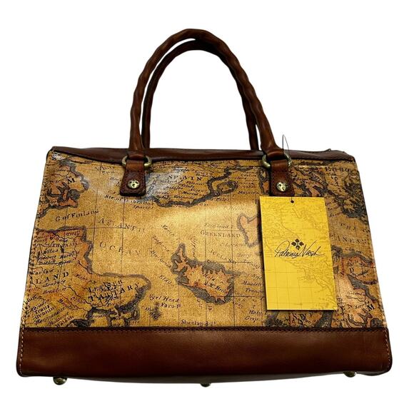 Patricia Nash Leather 'Josselin' Crossbody Satchel Bag- European Map-NEW - Picture 8 of 16